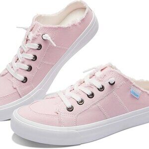 Women Canvas Mules Memory Foam Slip-On Sneakers Backless Casual Shoes